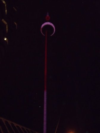 CN tower at night